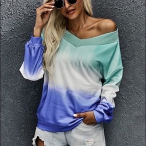 New Green & Blue Tie Dye Top Size Large